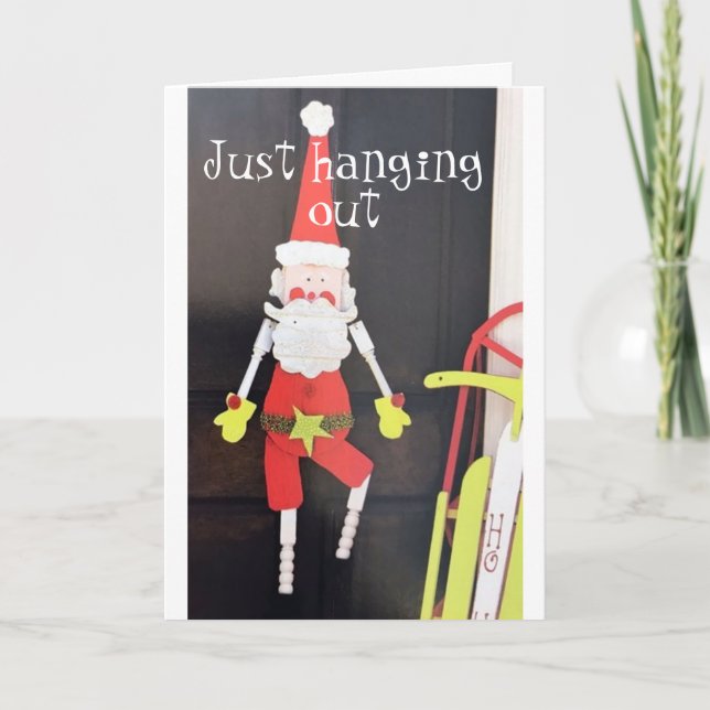 TARJETA SANTA ESTÁ SALIENDO PARA DECIR "FELIZ NAVIDAD" (Anverso)