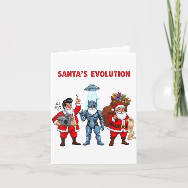 Tarjeta Santa Evolution Robot Clic Future Funny Christmas  (Anverso)