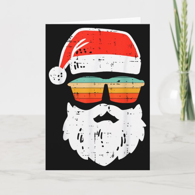 Tarjeta Santa Face Retro Sungles Christmas Xmas Men Women  (Anverso)