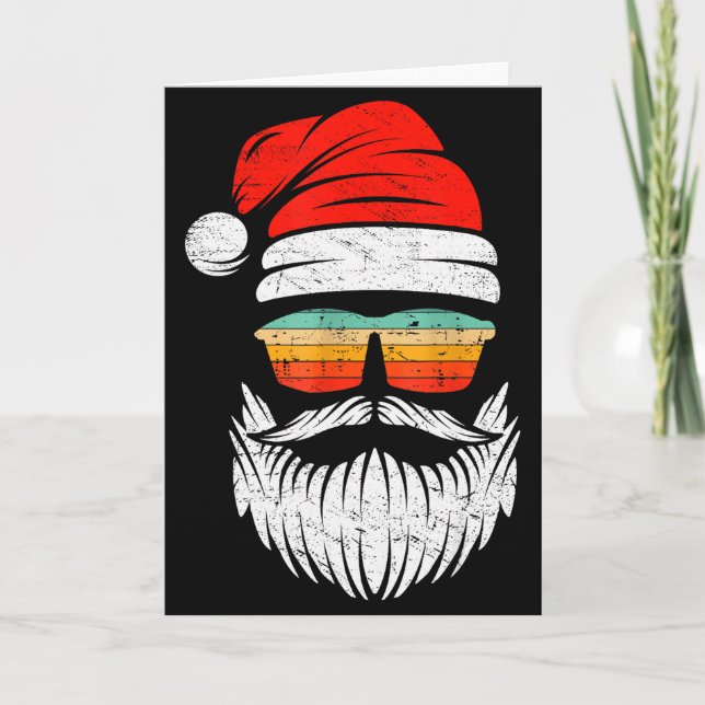 Tarjeta Santa Face Retro Sungles Christmas Xmas Men Women  (Anverso)