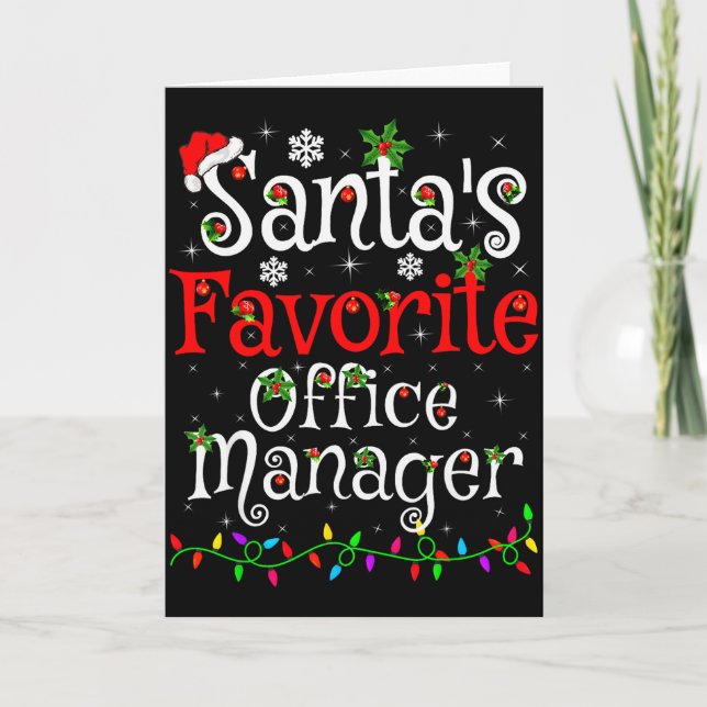 Tarjeta Santa Favorite Office Manager Christmas Family Fun (Anverso)