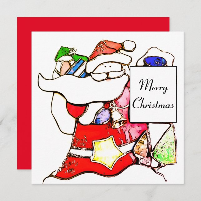 Tarjeta Santa Flat para navidad (Anverso / Reverso)