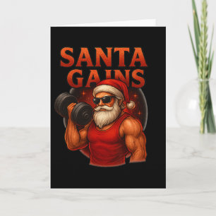 Tarjeta Santa Gains Funny Navidades Diseño de Entrenamient