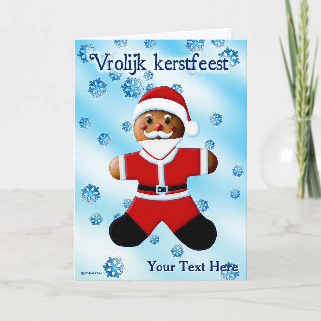 Tarjeta Santa Gingerbread - querstfeest de Vrolijk (Anverso)