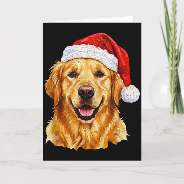 Tarjeta Santa Golden Retriever Christmas Golden Retriever  (Anverso)