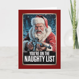 Tarjeta Santa Gun Naughty List Vintage Christmas Custom