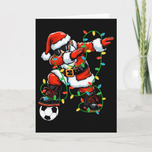 Tarjeta Santa haciendo Dabbing Fútbol Luces de Navidad Xma