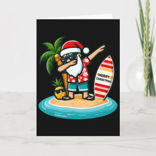 Tarjeta Santa haciendo dabbing Navidad en julio verano tro