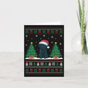 Tarjeta Santa Hat Black Labrador Dog Xmas Tree se ilumina 