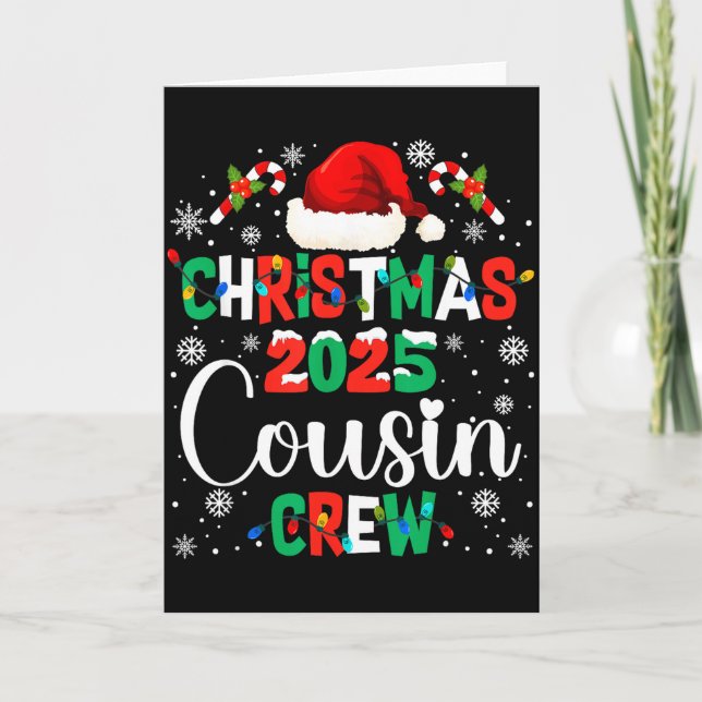 Tarjeta Santa Hat Christmas 2025 Cousin Crew Xmas Matching (Anverso)
