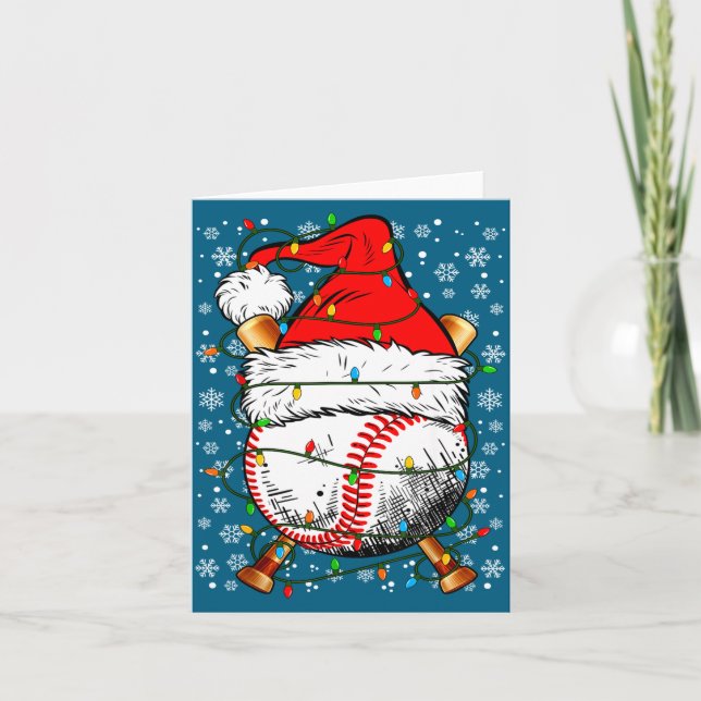 Tarjeta Santa Hat Christmas Baseball Player Srts For Men B (Anverso)