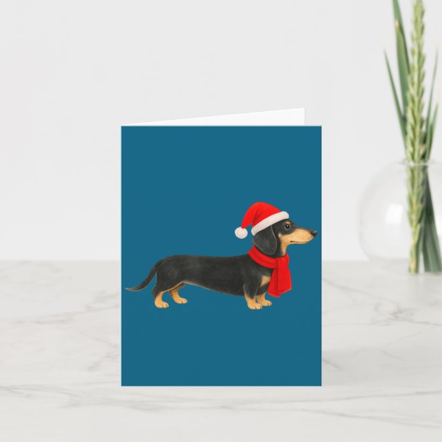 Tarjeta Santa Hat Dachshund Christmas Funny Cute Dog Mom  (Anverso)