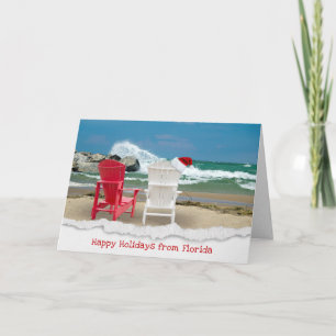Tarjeta Santa Hat en la silla Adirondack