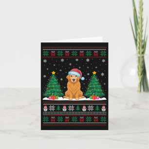 Tarjeta Santa Hat Golden Retriever Dog Xmas Tree Luces Ug