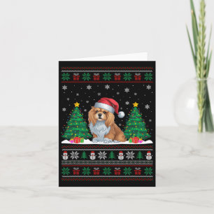 Tarjeta Santa Hat Lhasa Apso Perro Árbol de Navidad Encend
