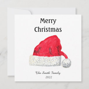 Tarjeta Santa Hat lindo Navidades de invierno retro vintag