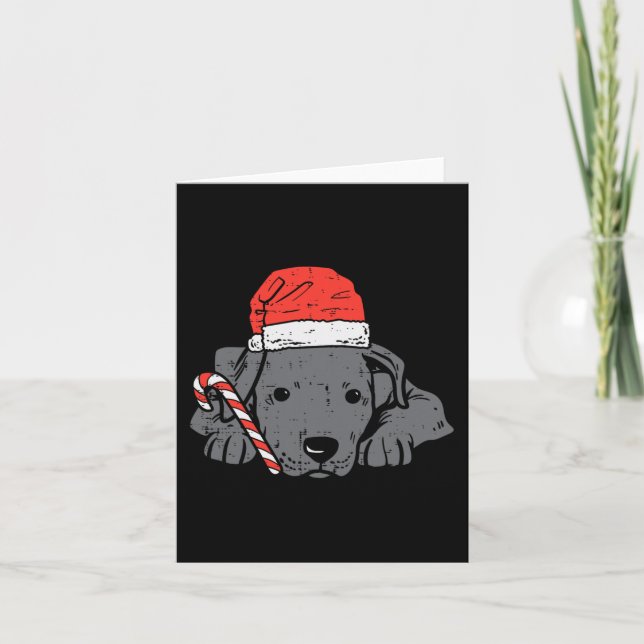 Tarjeta Santa hat pitbull navidades de perro navidad mujer (Anverso)