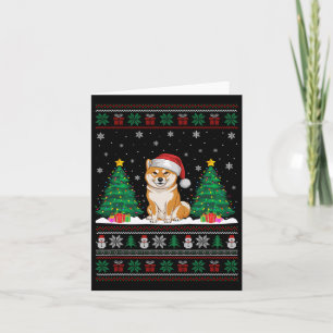 Tarjeta Santa Hat Shiba Inu Perro Árbol de Navidad se ilum