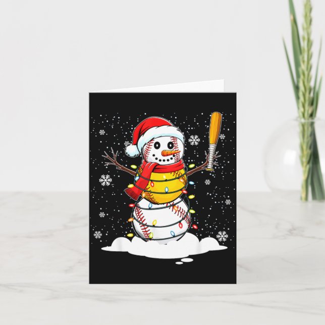 Tarjeta Santa Hat Snowman Xmas Funny Baseball Softball Chr (Anverso)