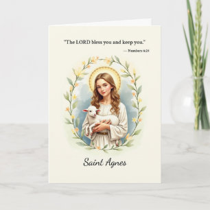 Tarjeta Santa Inés Paz de Dios con Escritura Acuarela