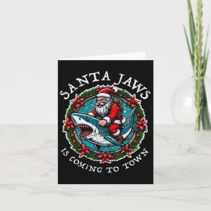 Tarjeta Santa Jaws Viene A Los Navidades De La Ciudad De S