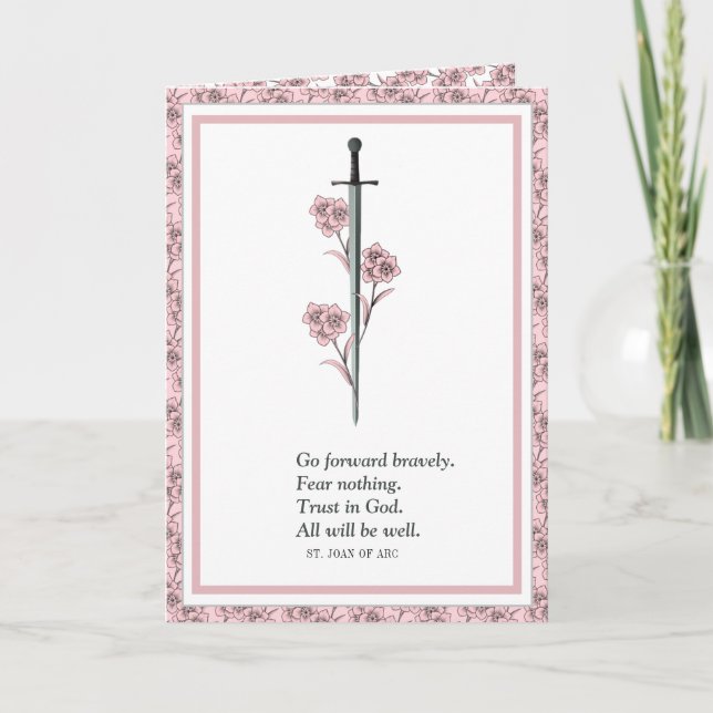 Tarjeta Santa Juana de Arco cita a santo católico (Anverso)