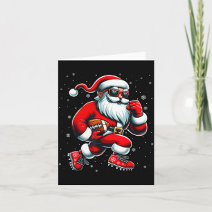 Tarjeta Santa jugando fútbol hombres niños Navidad fútbol