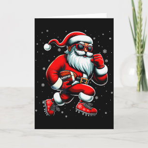 Tarjeta Santa jugando fútbol hombres niños Navidad fútbol