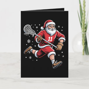 Tarjeta Santa jugando lacrosse Navidad vacaciones de Navid