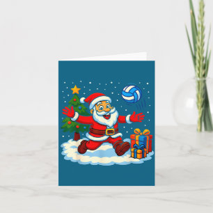 Tarjeta Santa jugando voleibol Srt árbol de Navidad Xmas P