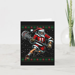 Tarjeta Santa Lacrosse Navidades feos suéter