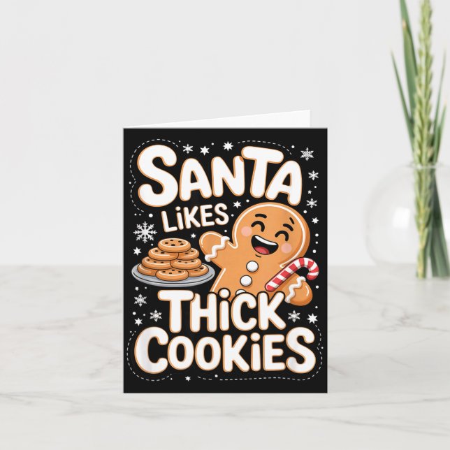 Tarjeta Santa Likes Thick Cookies Funny Adult Humor Ginger (Anverso)