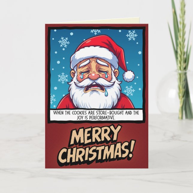 Tarjeta Santa Llorando Navidad Divertida (Anverso)