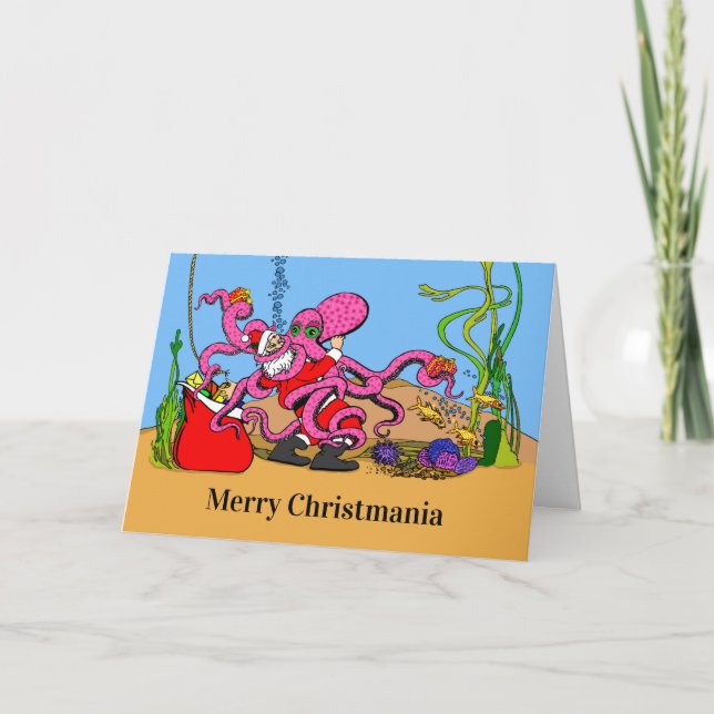 Tarjeta Santa Lucha un pulpo Feliz Christmania (Anverso)