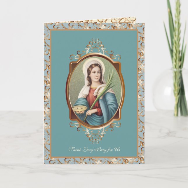 Tarjeta Santa Lucy|Lucía Ojos de patrón religioso de cosec (Anverso)