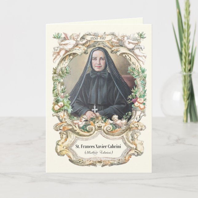 Tarjeta Santa Madre Cabrini Oración Religiosa Católica Nun (Anverso)