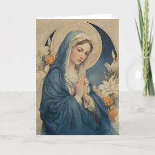 Tarjeta Santa María en azul con halo