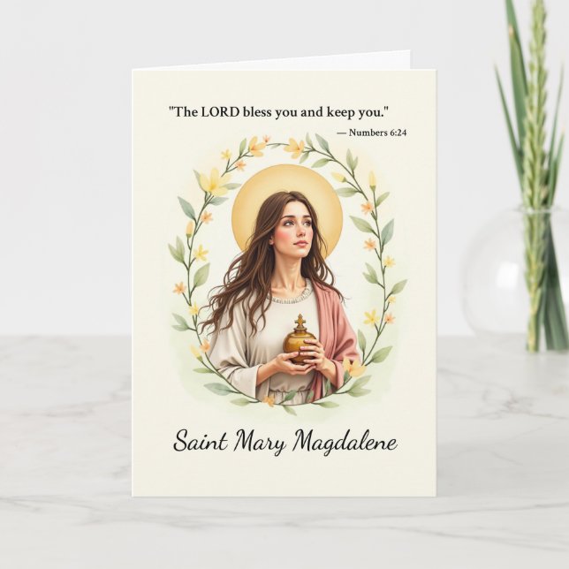 Tarjeta Santa María Magdalena Paz y Bendiciones de Dios (Anverso)