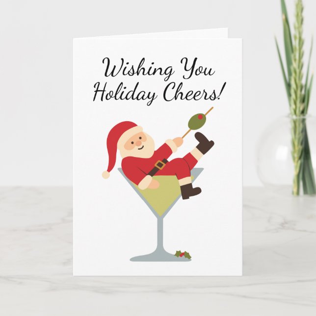 Tarjeta Santa Martini Holiday Cheers Christmas Card (Anverso)