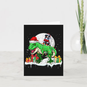 Tarjeta Santa Mayor Montaña Suiza Cabalgando T-rex Navidad