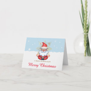 Tarjeta Santa meditando en la Navidad