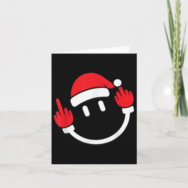 Tarjeta Santa Middle Finger Flip Off _ Christmas Profanity (Anverso)