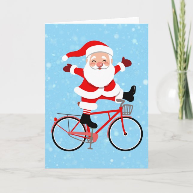 Tarjeta Santa monta en bicicleta (Anverso)