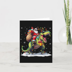 Tarjeta Santa montando dinosaurio T Rex Navidad chicos hom