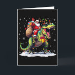 Tarjeta Santa montando dinosaurio T Rex Navidad chicos hom<br><div class="desc">Santa montando dinosaurio T Rex Navidad chicos hombres escuadrón de Navidad</div>