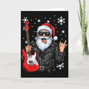 Tarjeta Santa Navidad Rock Mano Guitarra Rocker Navidad Ho