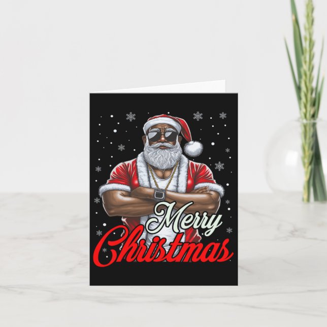 Tarjeta Santa Navidades afroamericanos Pajama Guay Black (Anverso)