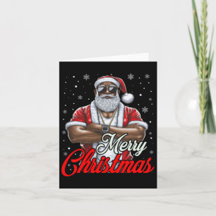 Tarjeta Santa Navidades afroamericanos Pajama Guay Black