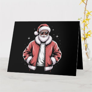Tarjeta Santa Navidades afroamericanos Pajama Guay Black