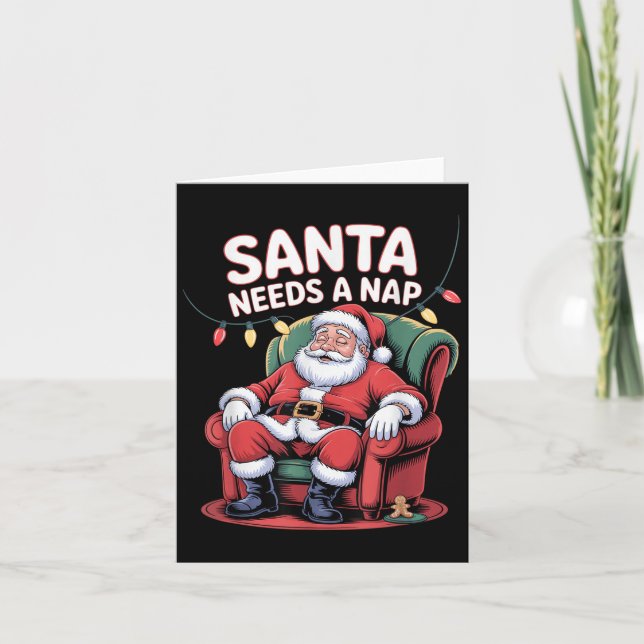 Tarjeta Santa Needs A Nap Funny Christmas Holiday Humor  (Anverso)